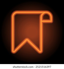 Bookmark logo simple icon vector. Flat design. Orange neon on black background.ai