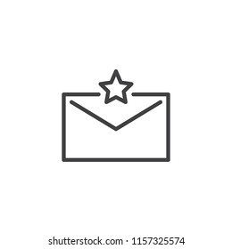 Bookmark mail outline icon. linear style sign for mobile concept and web design. Envelope with star simple line vector icon. Symbol, logo illustration. Pixel perfect vector graphics