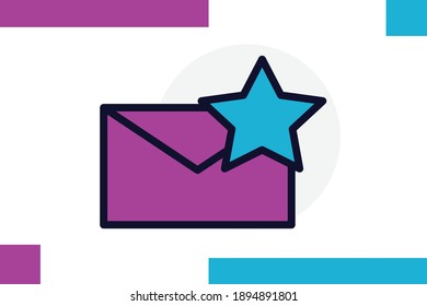 
Bookmark message icon colored line symbol. Premium quality isolated email element. 
