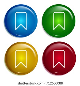Bookmark multi color gradient glossy badge icon set. Realistic shiny badge icon or logo mockup