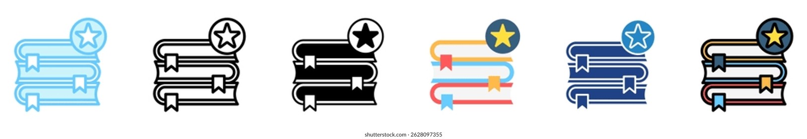 Bookmark multi style, mini illustration icon set. outline, flat, glyph, line color. vector for UI, UX, app, web, digital or print, related to international literacy days, education.