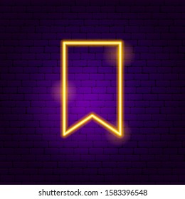 Bookmark Neon Sign. Vector Illustration of User Interface Promotion.