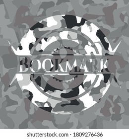 Bookmark on grey camouflaged pattern 