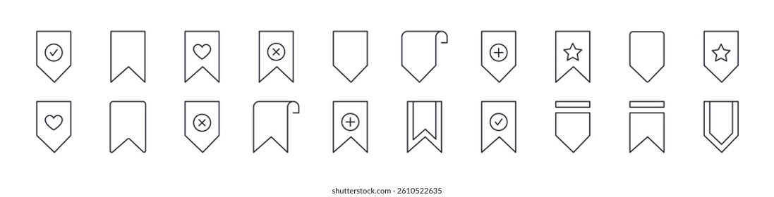 Bookmark Outline Icon Collection. Editable Stroke. Perfect for Infographics, Articles, Books, Flyers, Banners
