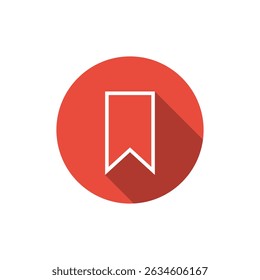 Bookmark outline icon with long shadow. Favorite, save sign symbol