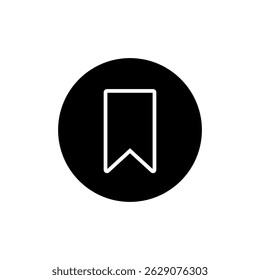 Bookmark outline icon on black circle. Favorite mark, save sign symbol