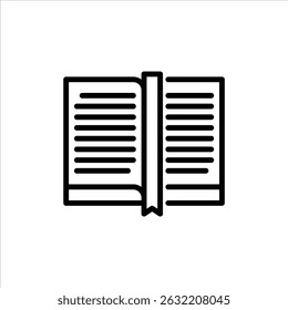 bookmark outline icon. Open book black line illustration.