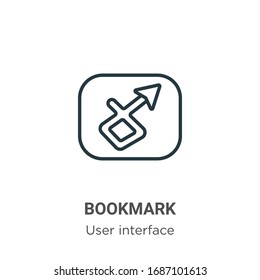 Bookmark outline vector icon. Thin line black bookmark icon, flat vector simple element illustration from editable user interface concept isolated stroke on white background