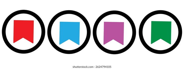Bookmark outline vector icons. Save, label, tag sign. Bookmark pictogram collection