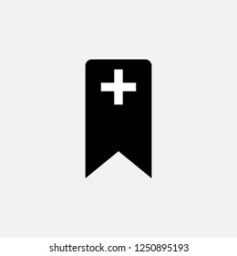 Bookmark with plus icon. Bookmark with plus concept symbol design. Stock - Vector illustration can be used for web