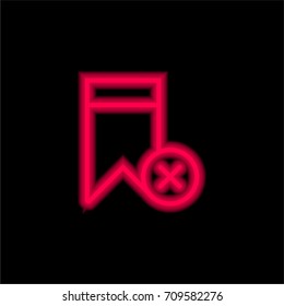 Bookmark red glowing neon ui ux icon. Glowing sign logo vector