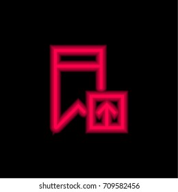 Bookmark red glowing neon ui ux icon. Glowing sign logo vector