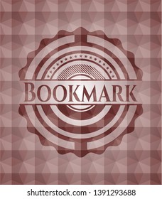 Bookmark red seamless emblem or badge with geometric pattern background.