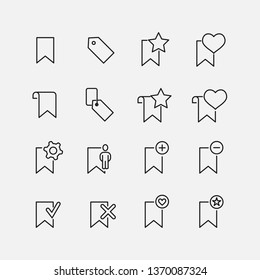 Bookmark related vector icon set. Well-crafted sign in thin line style with editable stroke. Vector symbols isolated on a white background. Simple pictograms.