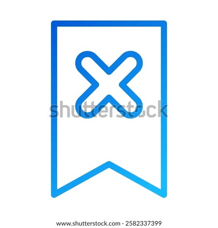 Bookmark remove icon in blue gradient outline