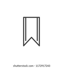Bookmark Ribbon outline icon. linear style sign for mobile concept and web design. Flag simple line vector icon. Symbol, logo illustration. Pixel perfect vector graphics
