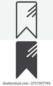 Guardar Conjunto de iconos de página de la cinta de marcadores en un estilo diferente. Icono de contorno de línea y versión sólida, signo de Vector de trazo editable y símbolo de favorito, etiqueta, marca, lista de lectura y Web.