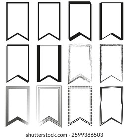 Bookmark ribbon set. Decorative tag collection. Label frame variety. Vector banner style.