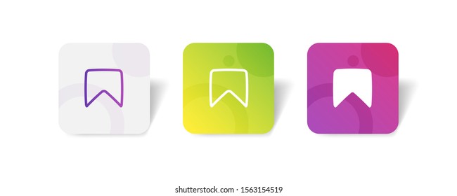 bookmark round icon in outline and solid style with colorful smooth gradient background, suitable for mobile and web UI, app button,  infographic, etc