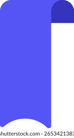 Bookmark with rounded corners pointing downwards, simple vector illustration with blue color and white background, ideal for educational or reading related projects
