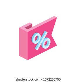 Bookmark sale 3d vector icon isometric pink and blue colors minimalism illustrate
