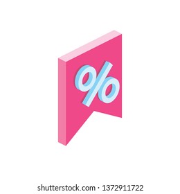 Bookmark sale 3d vector icon isometric pink and blue colors minimalism illustrate