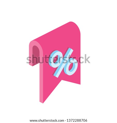 Bookmark sale 3d vector icon isometric pink and blue colors minimalism illustrate