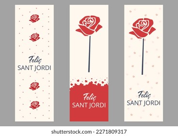 Bookmark Sant Jordi, flower and heart icon