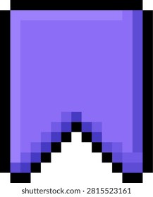 Bookmark save icon pixel art, 8-bit retro purple ribbon badge for social media interface