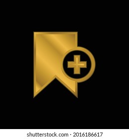 Bookmark Service Add Button gold plated metalic icon or logo vector