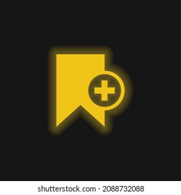 Bookmark Service Add Button yellow glowing neon icon