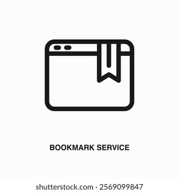 Bookmark Service thin line icon or logo. Symbol or sign on business or finance ui theme. Vector line illustration.