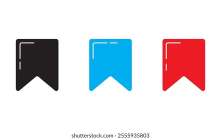 Bookmark set icon. Note, check box, mark, tick, pick, website, online, internet, literature, save. Technology concept. Vector black line icon on white background