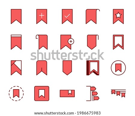 Bookmark set line icons in flat design with elements for web site design and mobile apps.  Collection modern infographic logo and symbol. Web vector line pictogram