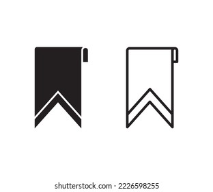 Bookmark sign vector black and outline isolated on whte background.Bookmark symbol.
