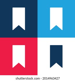 Bookmark Silhouette Variant blue and red four color minimal icon set