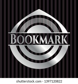 Bookmark silver badge. Vector Illustration. Mosaic.