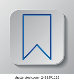 Bookmark simple icon. Flat design. Paper cut design. Cutted blue symbol with shadow. Gray badge button, gray background.ai