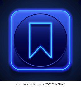 Icono de marcador simple. Diseño plano. Estilo de neón azul en el Botón. Con shadow.ai