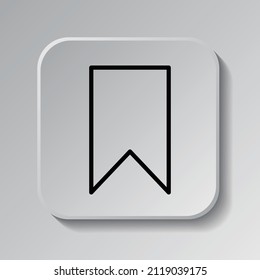 Bookmark simple icon. Flat desing. Black icon on square button with shadow. Grey background.ai