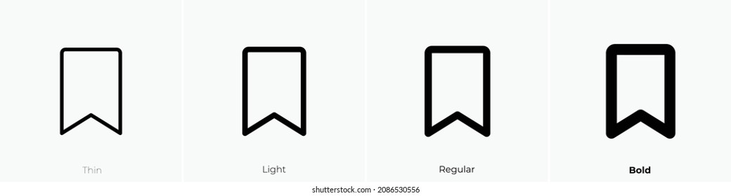 bookmark simple icon. Thin, Light Regular And Bold style design isolated on white background