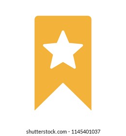 Bookmark with star glyph color icon. Add to favorite. Silhouette symbol on white background with no outline. Negative space. Vector illustration