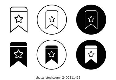 Bookmark star icon. add online webpage to bookmark or save favorite in browser symbol set. internet rate value or prize bookmark ribbon flag or tag vector logo. review favorite page button 