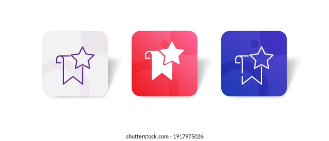 Bookmark with star icon button set in line, glyph and unconnected style in gradient 3D color