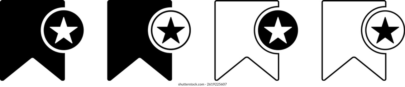 bookmark star icon set. save ribbon saving sign. Social media symbol. favorite label icons
