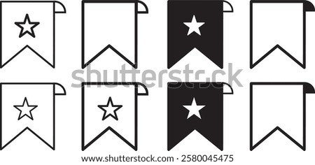 Bookmark star icon set sign