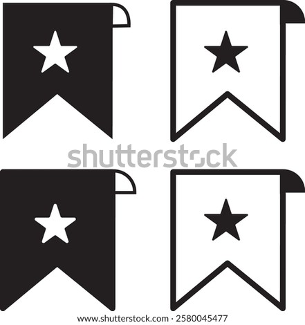 Bookmark star icon set sign