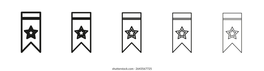 bookmark star icon vector outline set illustration sign