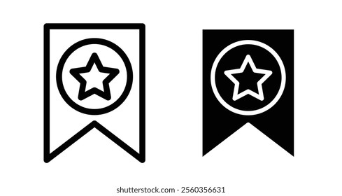 Bookmark star Icons. black and white vector illustration set.