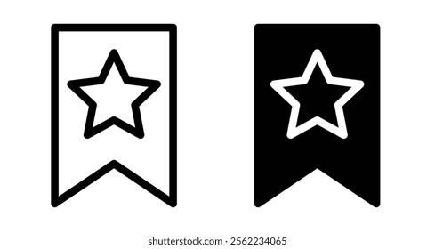 Bookmark star Icons pack in outlined and flat versions